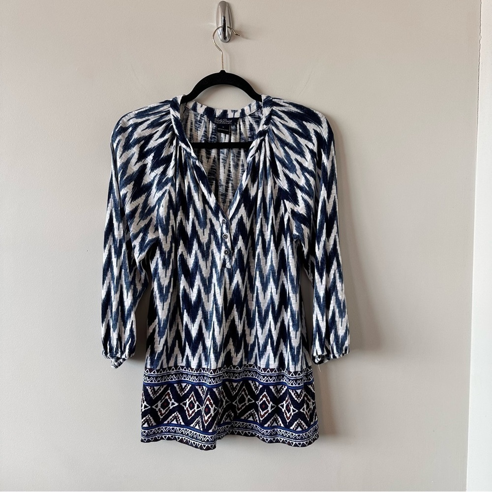 LUCKY Brand-Boho 3/4 Sleeve Lightweight V-Neck Top (Size:Medium)